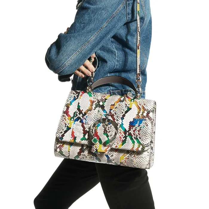 Madeline Top Handle Multicolour Glossy Rainbow Elaphe Top Handle Bag With Metal Stone Buckle Multi Mix Women JIMMY CHOO Top Handle Bags