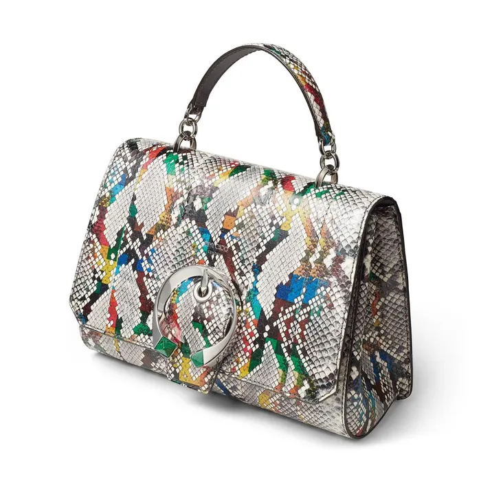 Madeline Top Handle Multicolour Glossy Rainbow Elaphe Top Handle Bag With Metal Stone Buckle Multi Mix Women JIMMY CHOO Top Handle Bags