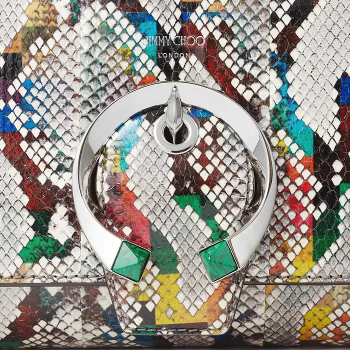 Madeline Top Handle Multicolour Glossy Rainbow Elaphe Top Handle Bag With Metal Stone Buckle Multi Mix Women JIMMY CHOO Top Handle Bags