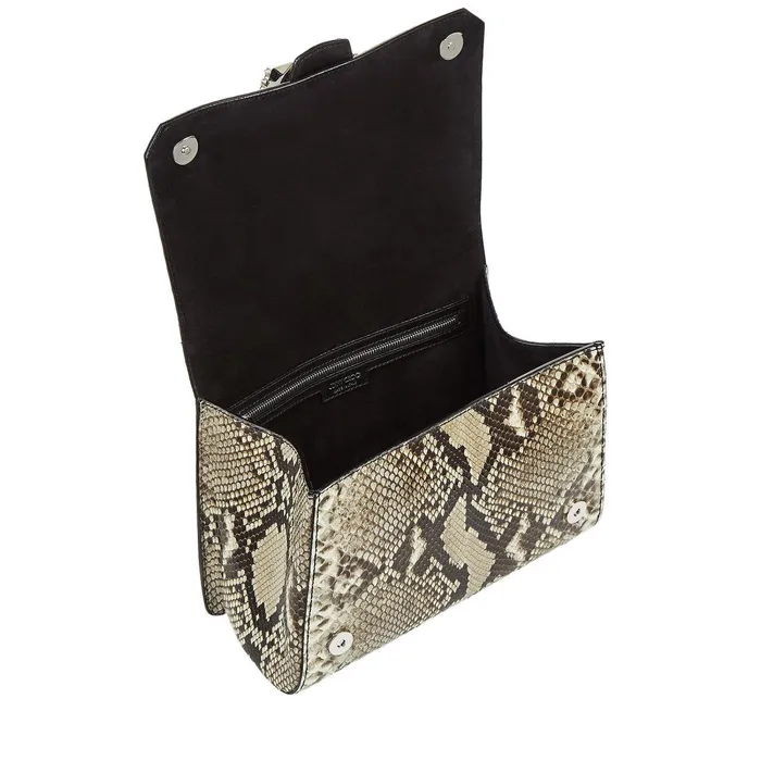 Madeline Top Handle Natural Python Top Handle Bag With Crystal Buckle Natural Women JIMMY CHOO Top Handle Bags
