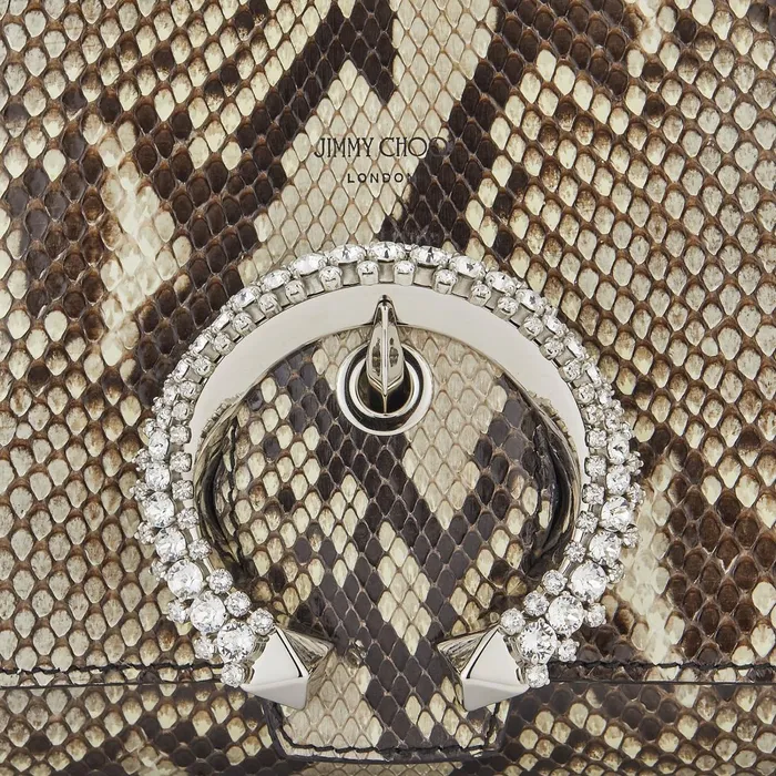 Madeline Top Handle Natural Python Top Handle Bag With Crystal Buckle Natural Women JIMMY CHOO Top Handle Bags