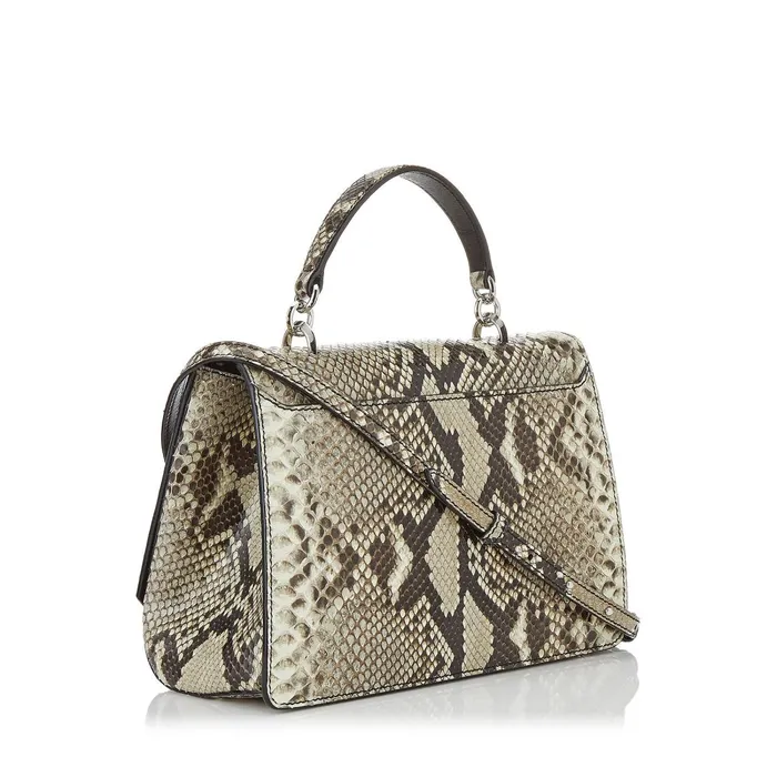 Madeline Top Handle Natural Python Top Handle Bag With Crystal Buckle Natural Women JIMMY CHOO Top Handle Bags