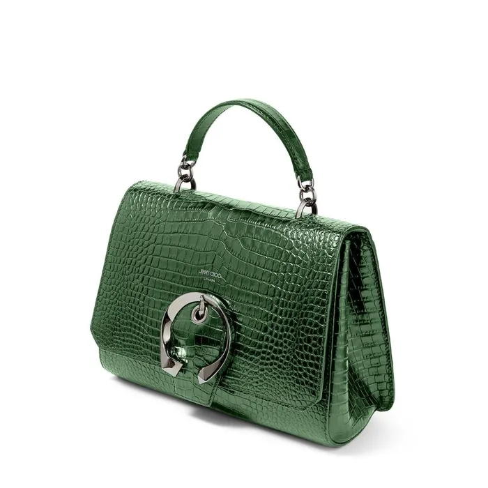 Madeline Tophandle Cactus CrocEmbossed Leather Top Handle Handbag Cactus Women JIMMY CHOO Top Handle Bags
