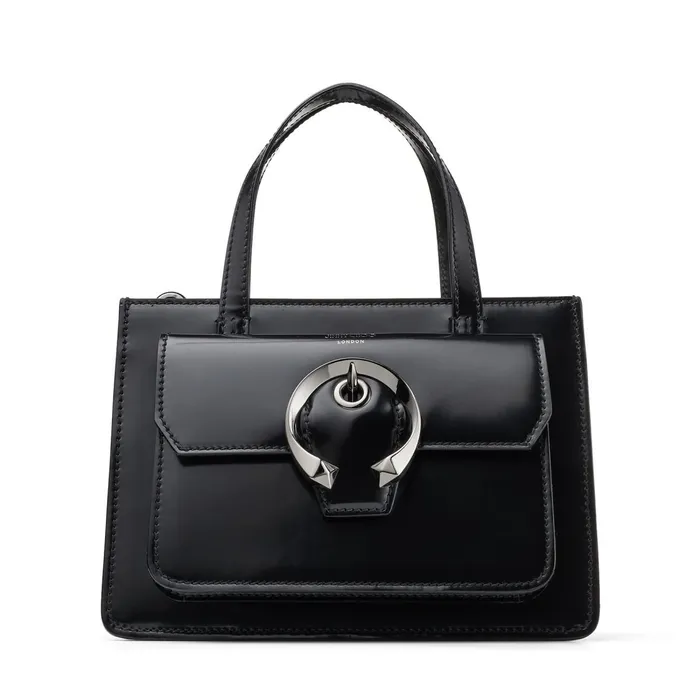 Madeline ToteM Black Spazzolato Leather Tote Handbag With Metal Buckle Black Women JIMMY CHOO Totes and Hobo Bags Madeline ToteM Black Spazzolato Leather Tote Handbag With Metal Buckle Black Women JIMMY CHOO Totes and Hobo Bags