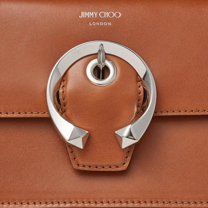 Madeline ToteM Cuoio Calf Leather Tote Handbag With Metal Buckle Cuoiosilver Women JIMMY CHOO Totes and Hobo Bags