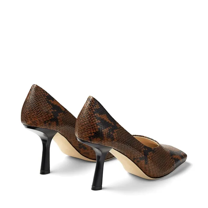 Marcela 85 Cuoio Snake Printed Leather Scoop Heel Pumps Cuoio Women JIMMY CHOO Pumps