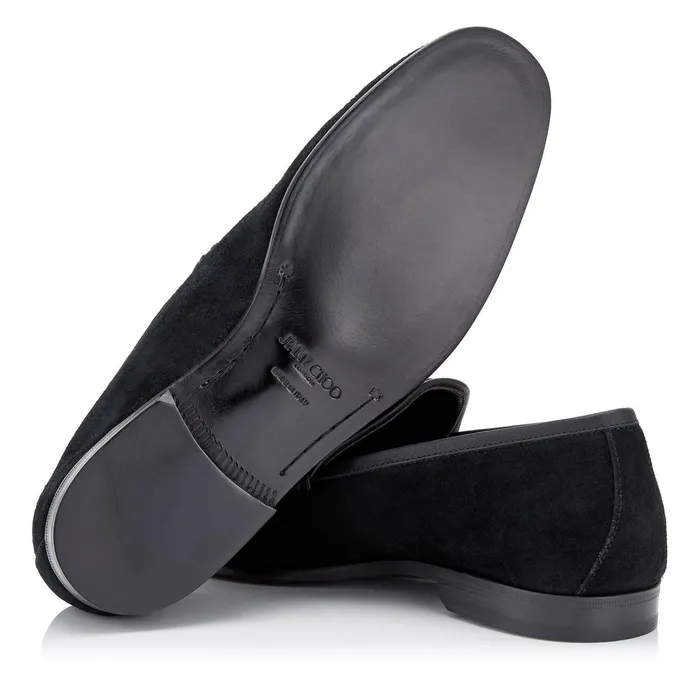 Marti Black Reverse Suede Loafers Black Men JIMMY CHOO Dress Shoes