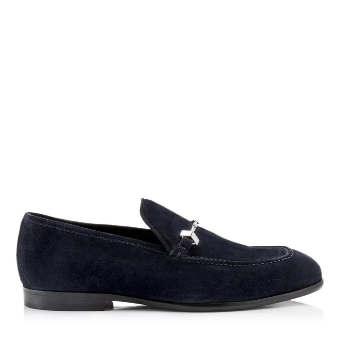 Marti Navy Velvet Suede Loafers Navy Men JIMMY CHOO Dress Shoes