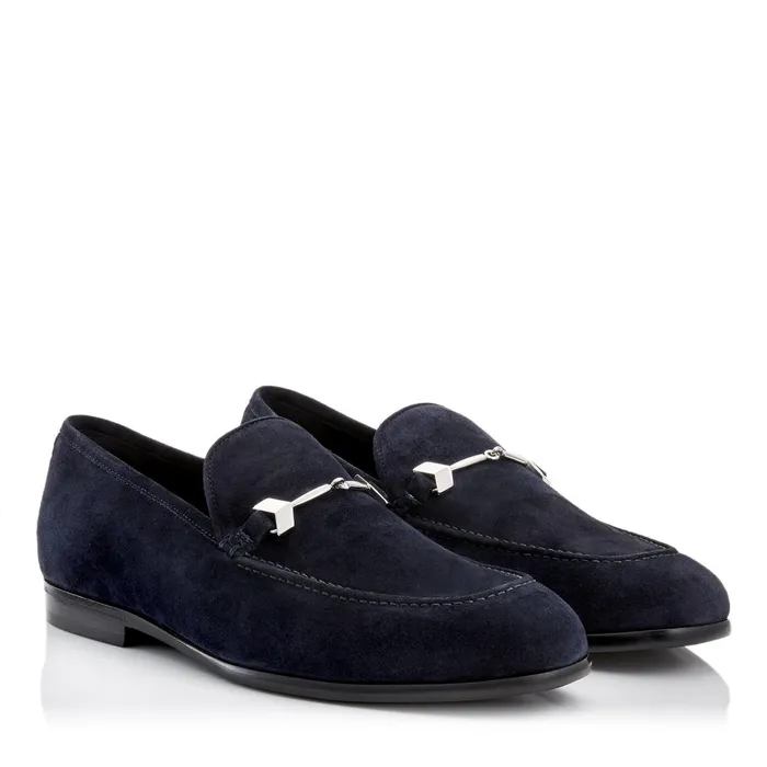 Marti Navy Velvet Suede Loafers Navy Men JIMMY CHOO Dress Shoes