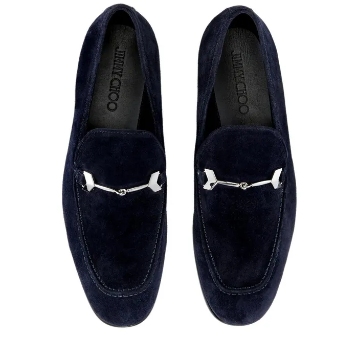 Marti Navy Velvet Suede Loafers Navy Men JIMMY CHOO Dress Shoes