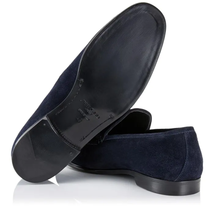 Marti Navy Velvet Suede Loafers Navy Men JIMMY CHOO Dress Shoes