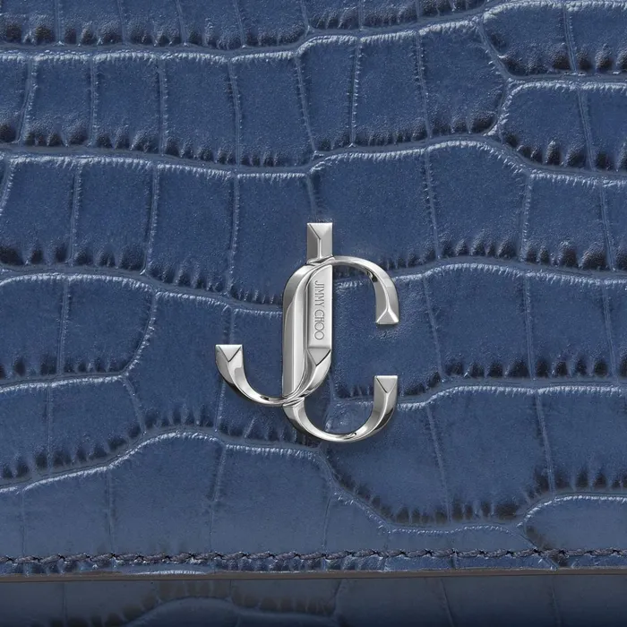 Martina Denim CrocEmbossed Leather Wallet With Jc Emblem Denim Women JIMMY CHOO Wallets