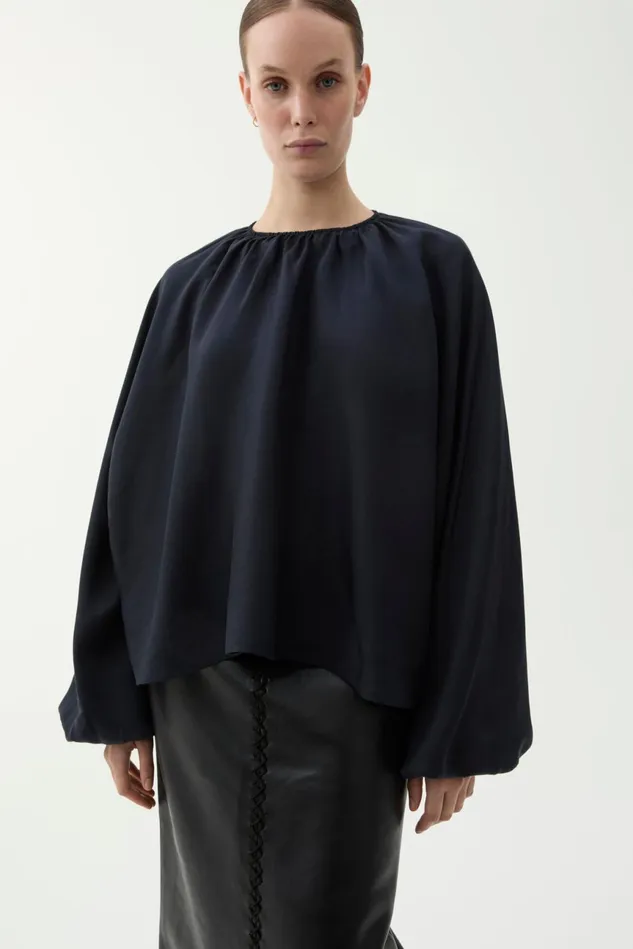 Marylin Drape Blouse Utility Blue Women Rodebjer Shirts and Blouses
