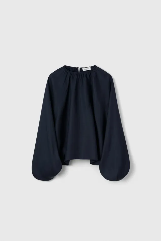 Marylin Drape Blouse Utility Blue Women Rodebjer Shirts and Blouses