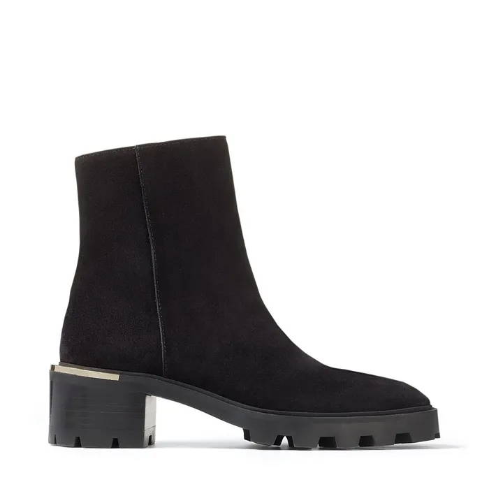 Melodie 35 Black Velvet Suede Block Heel Boots With Mirrored Trim Black Women JIMMY CHOO Boots Melodie 35 Black Velvet Suede Block Heel Boots With Mirrored Trim Black Women JIMMY CHOO Boots