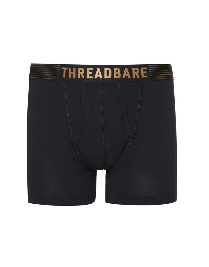 Men AFront Trunk Boxer Shorts 3 Pack Black Threadbare Underwear Men AFront Trunk Boxer Shorts 3 Pack Black Threadbare Underwear