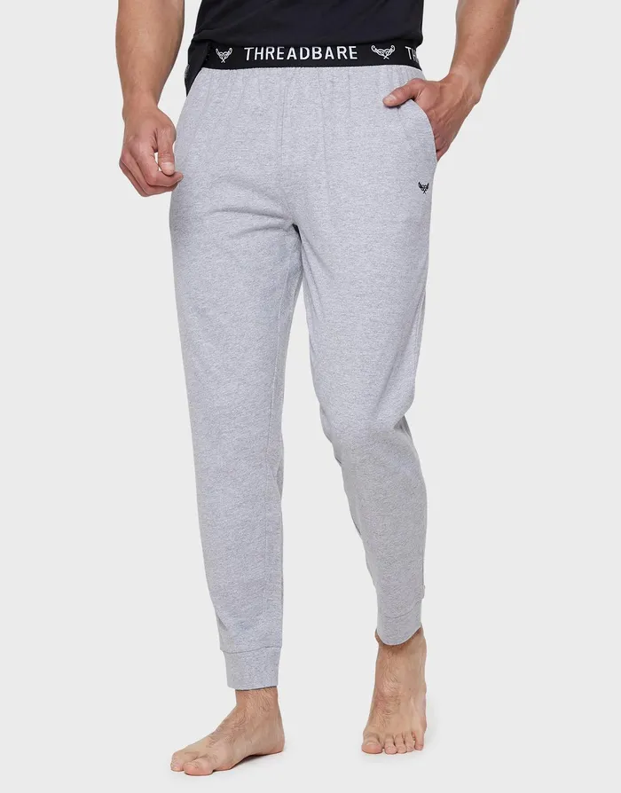 Men Black and Grey Marl Long Pyjama Bottoms 2 Pack Black and Grey Threadbare Loungewear Men Black and Grey Marl Long Pyjama Bottoms 2 Pack Black and Grey Threadbare Loungewear