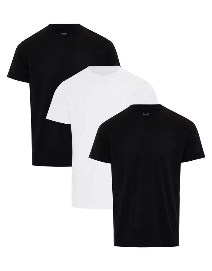 Men Black and White Essential Short Sleeve Tshirts 3 Pack Black and White Threadbare TShirts Men Black and White Essential Short Sleeve Tshirts 3 Pack Black and White Threadbare TShirts