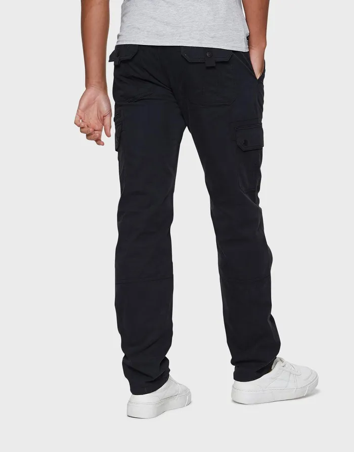 Men Black Belted Cargo Trousers Black Threadbare Trousers and Cargos Men Black Belted Cargo Trousers Black Threadbare Trousers and Cargos