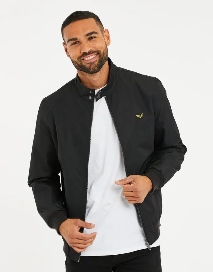 Men Black Classic Harrington Jacket Black Threadbare Jacket and Coats