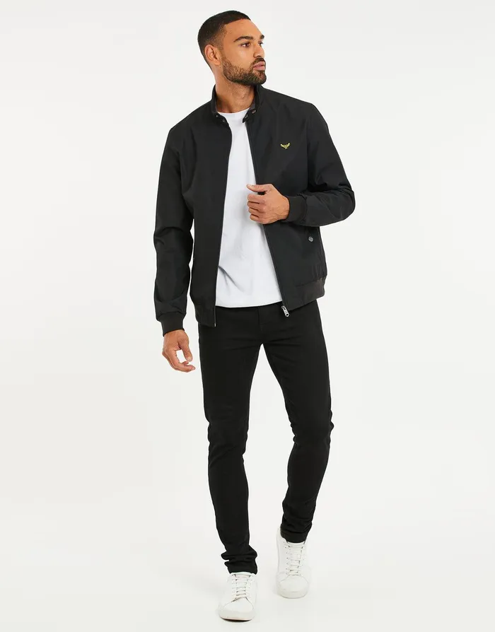 Men Black Classic Harrington Jacket Black Threadbare Jacket and Coats Men Black Classic Harrington Jacket Black Threadbare Jacket and Coats