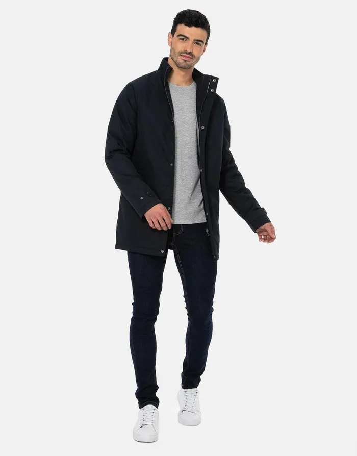 Men Black Funnel Neck Lightweight Mac Black Threadbare Jacket and Coats Men Black Funnel Neck Lightweight Mac Black Threadbare Jacket and Coats
