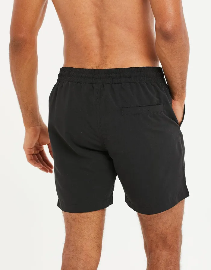 Men Black Handwritten Logo Swim Shorts Black Threadbare Swimwear Men Black Handwritten Logo Swim Shorts Black Threadbare Swimwear