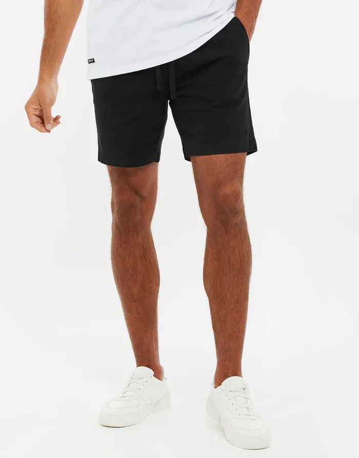 Men Black Jogger Style Chino Shorts Black Threadbare Shorts