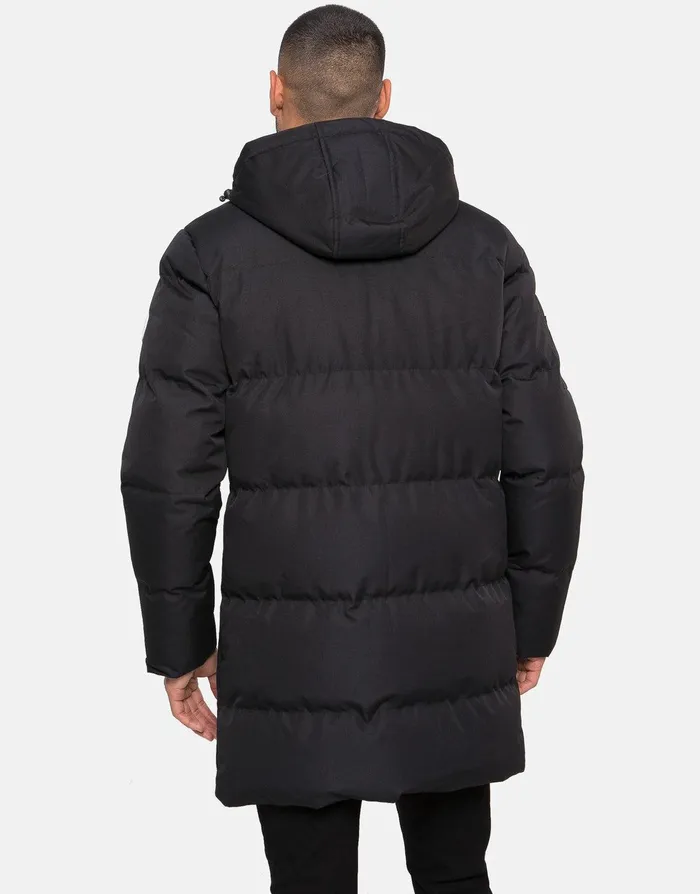 Men Black Longline Padded Jacket Black Threadbare Jacket and Coats Men Black Longline Padded Jacket Black Threadbare Jacket and Coats