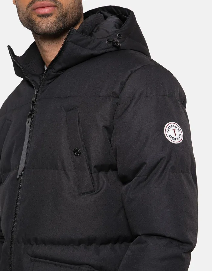 Men Black Longline Padded Jacket Black Threadbare Jacket and Coats Men Black Longline Padded Jacket Black Threadbare Jacket and Coats