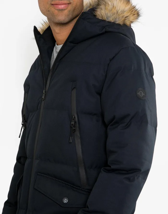 Men Black Longline Padded Parka Coat Black Threadbare Jacket and Coats Men Black Longline Padded Parka Coat Black Threadbare Jacket and Coats
