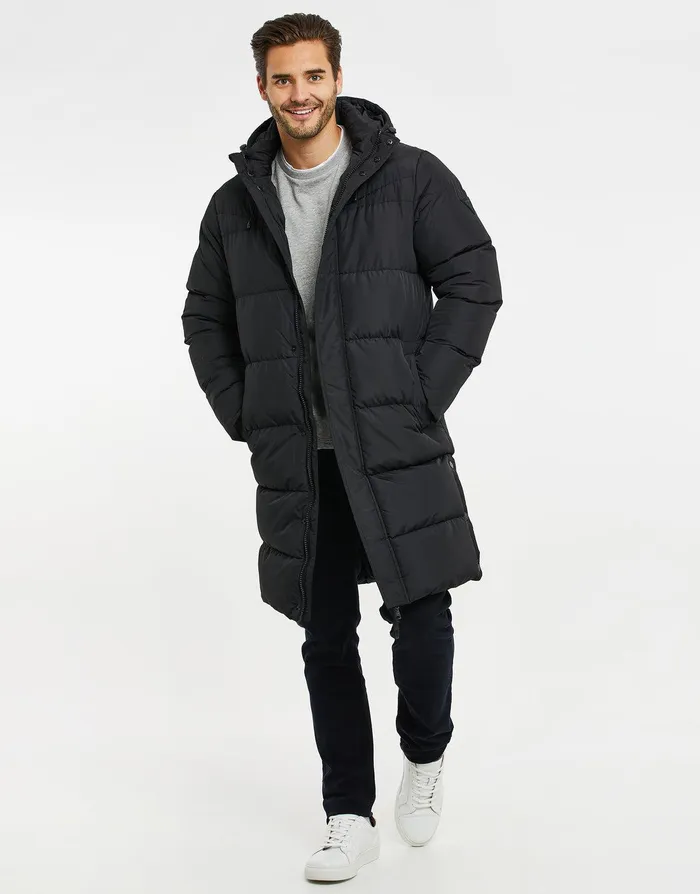Men Black Longline Puffer Jacket Black Threadbare Jacket and Coats Men Black Longline Puffer Jacket Black Threadbare Jacket and Coats