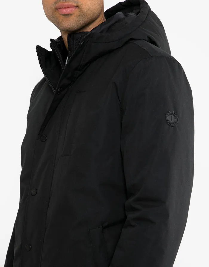 Men Black Mock Layer Mac Black Threadbare Jacket and Coats Men Black Mock Layer Mac Black Threadbare Jacket and Coats
