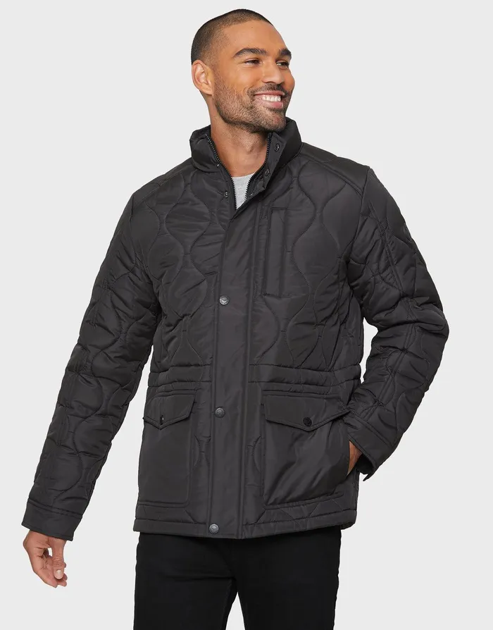 Men Black Onion Quilted Jacket Black Threadbare Jacket and Coats
