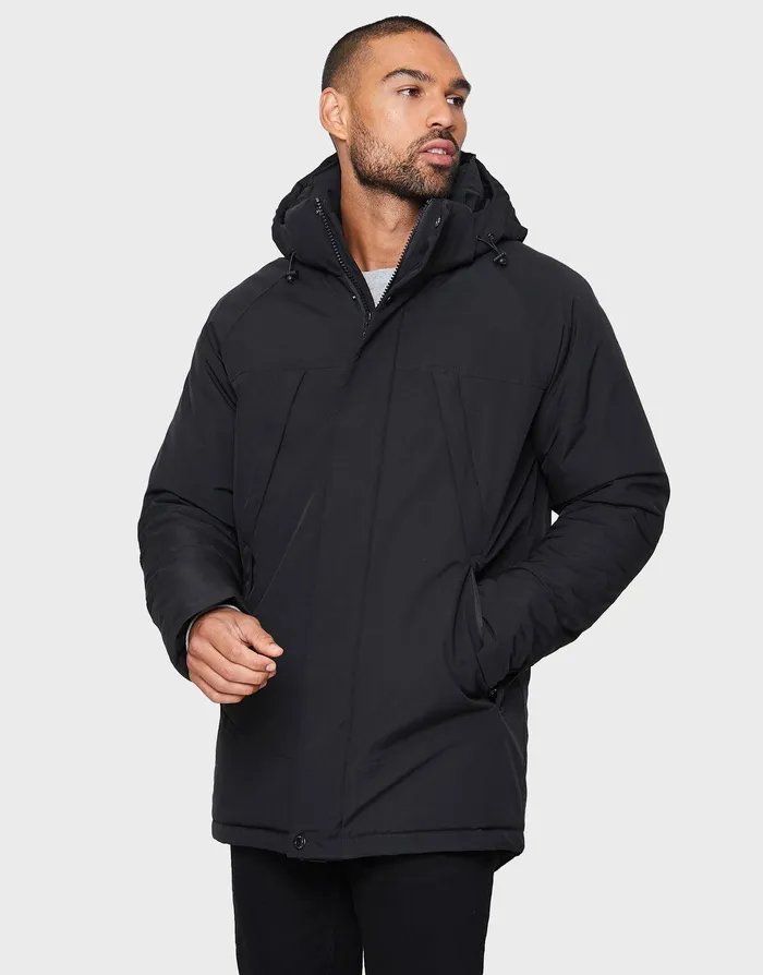 Men Black Padded Jacket Black Threadbare Jacket and Coats