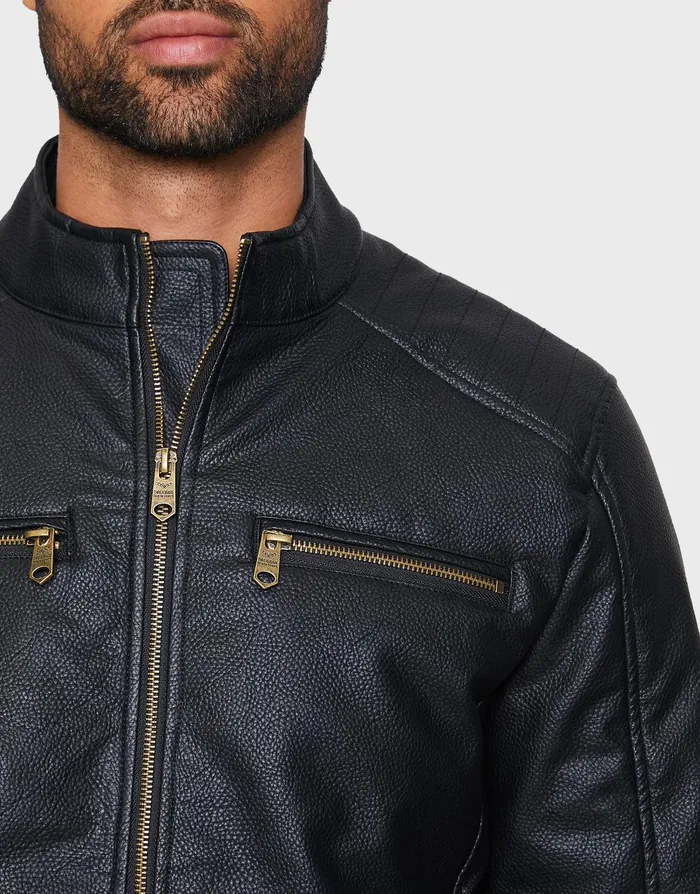 Men Black PU Biker Jacket Black Threadbare Jacket and Coats Men Black PU Biker Jacket Black Threadbare Jacket and Coats