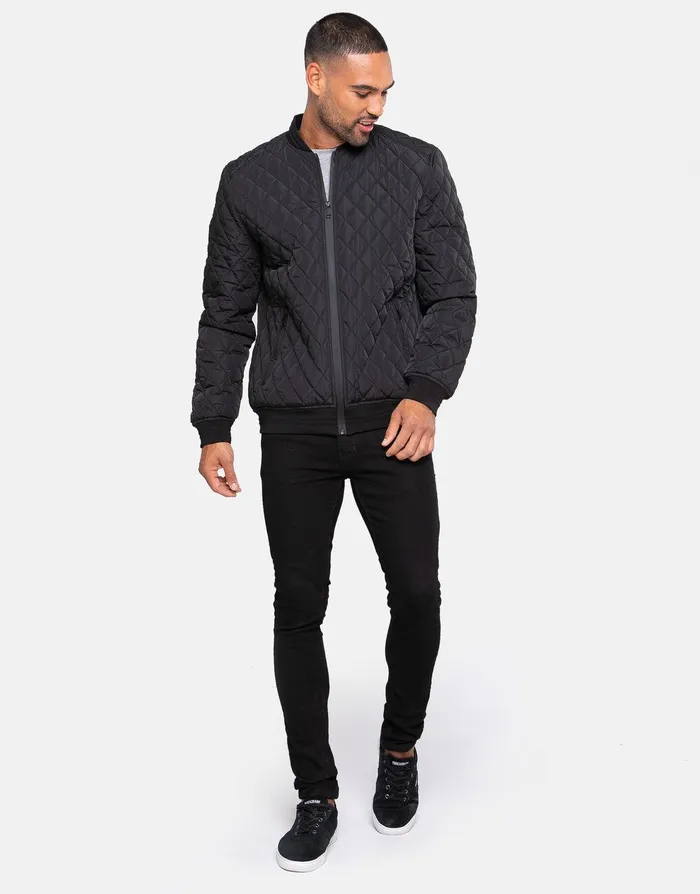Men Black Quilted Bomber Jacket Black Threadbare Jacket and Coats Men Black Quilted Bomber Jacket Black Threadbare Jacket and Coats