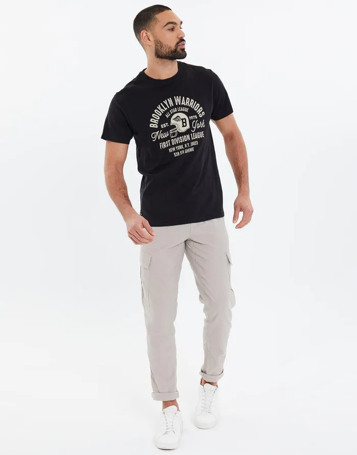 Men Black Slub Brooklyn Varsity TShirt Black Threadbare TShirts Men Black Slub Brooklyn Varsity TShirt Black Threadbare TShirts