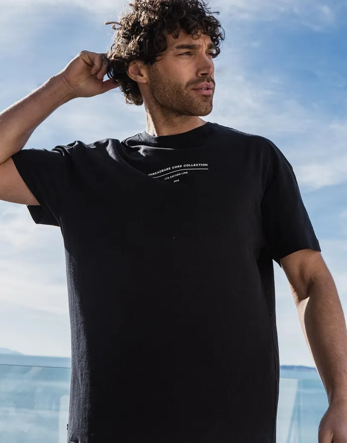 Men Black Spinning Logo Oversized TShirt Black Threadbare TShirts Men Black Spinning Logo Oversized TShirt Black Threadbare TShirts