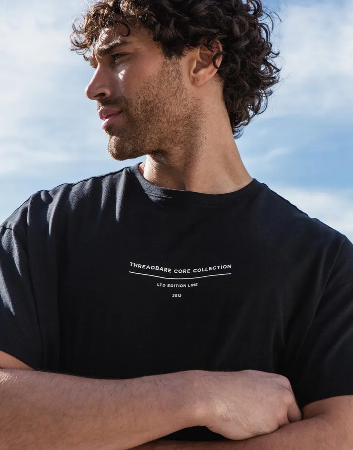 Men Black Spinning Logo Oversized TShirt Black Threadbare TShirts Men Black Spinning Logo Oversized TShirt Black Threadbare TShirts
