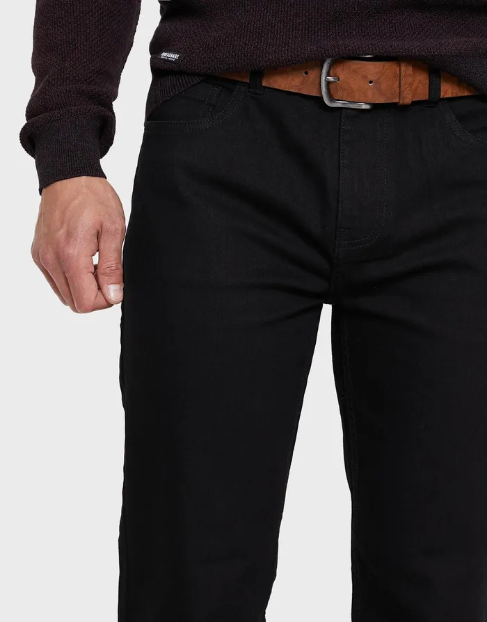Men Black Straight Leg Belted Jeans Black Threadbare Jeans Men Black Straight Leg Belted Jeans Black Threadbare Jeans