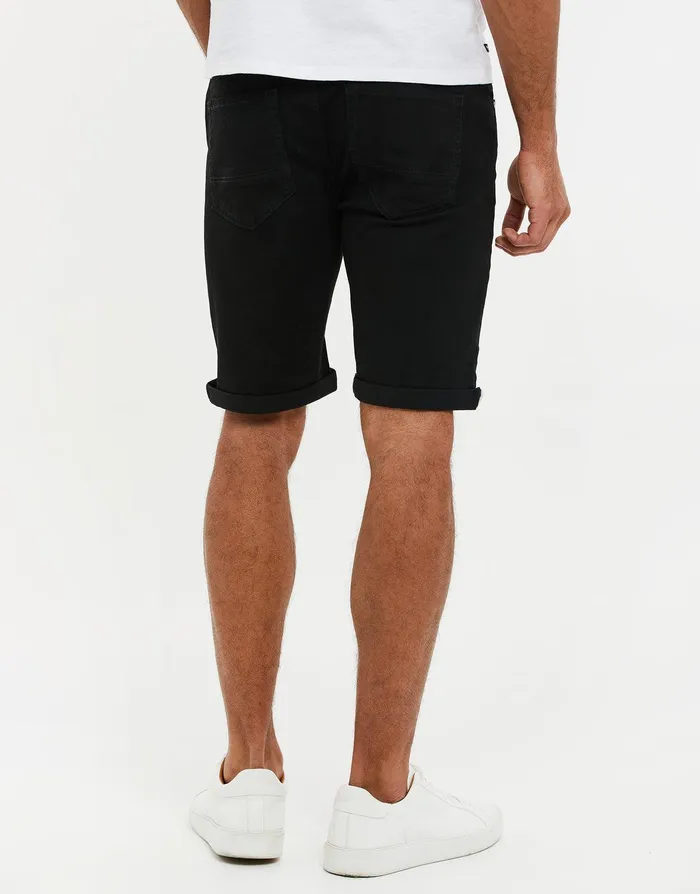 Men Black Wash Stretch Denim Shorts Black Wash Threadbare Shorts Men Black Wash Stretch Denim Shorts Black Wash Threadbare Shorts
