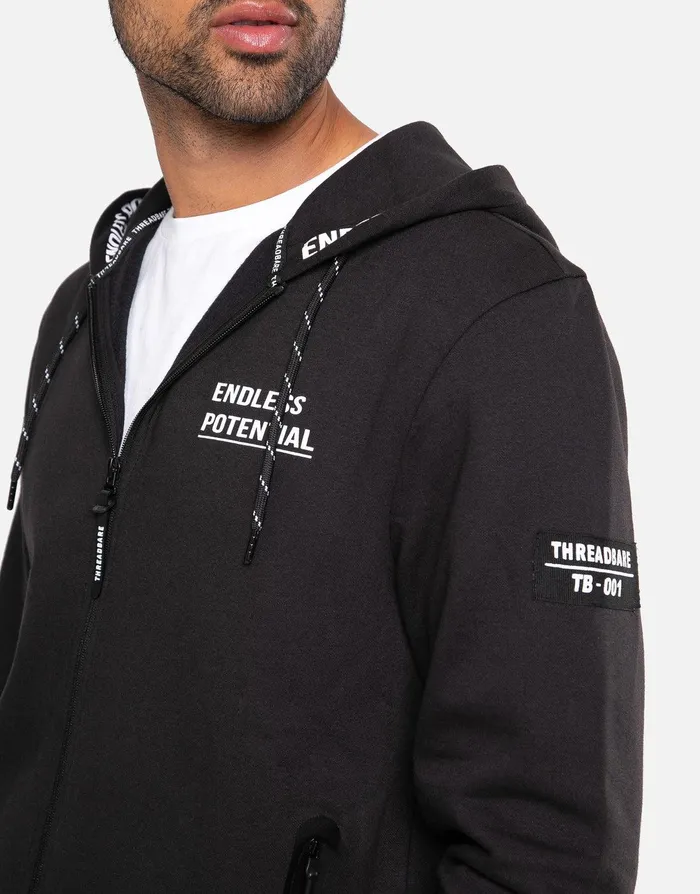 Men Black ZipThrough Hoodie Black Threadbare Sweatshirts Men Black ZipThrough Hoodie Black Threadbare Sweatshirts