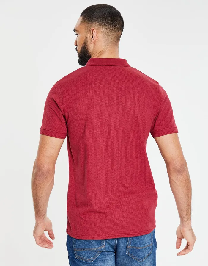 Men Bloodstone Honeycomb Rib Jetted Pocket Polo Shirt Bloodstone Threadbare Polo Shirts Men Bloodstone Honeycomb Rib Jetted Pocket Polo Shirt Bloodstone Threadbare Polo Shirts