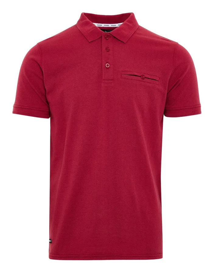 Men Bloodstone Honeycomb Rib Jetted Pocket Polo Shirt Bloodstone Threadbare Polo Shirts Men Bloodstone Honeycomb Rib Jetted Pocket Polo Shirt Bloodstone Threadbare Polo Shirts
