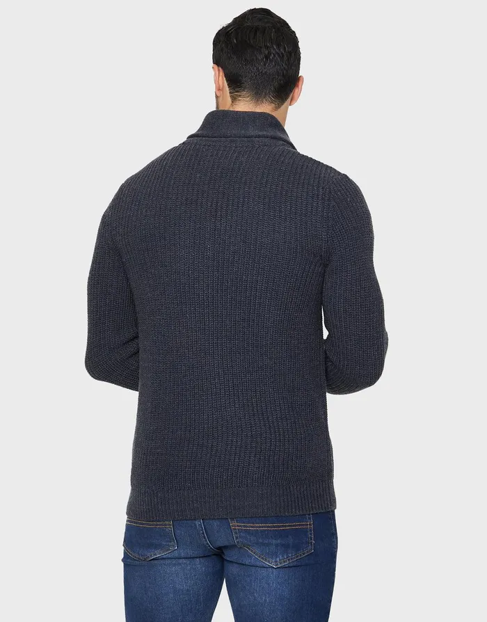 Men Blue Shawl Jumper Blue Threadbare Knitwear Men Blue Shawl Jumper Blue Threadbare Knitwear