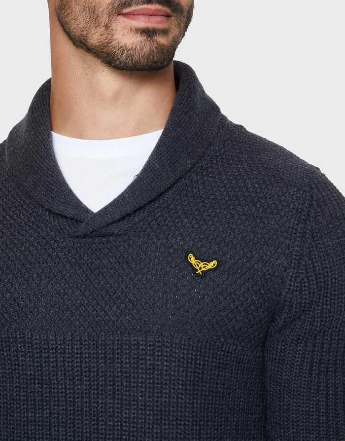 Men Blue Shawl Jumper Blue Threadbare Knitwear Men Blue Shawl Jumper Blue Threadbare Knitwear