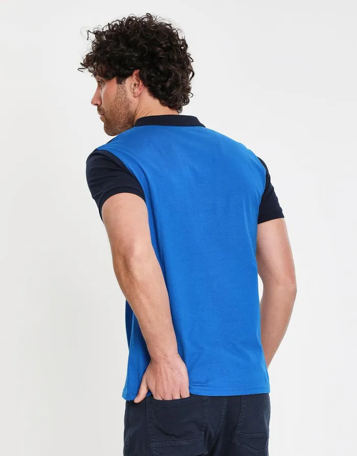Men Blue Tonal Logo Rib Collar Polo Shirt Blue Threadbare Polo Shirts Men Blue Tonal Logo Rib Collar Polo Shirt Blue Threadbare Polo Shirts