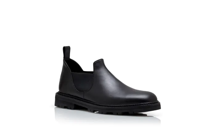 Men Boots Manolo Blahnik TARQUINIO Black Calf Leather Mid Ankle Boots