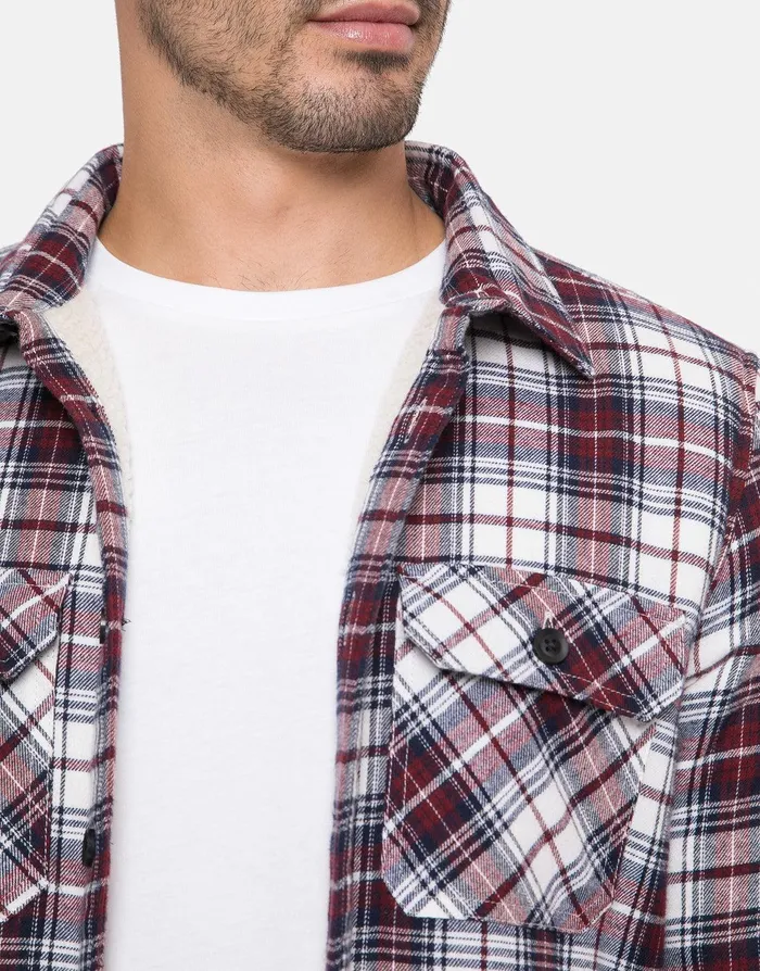 Men Burgundy Check Long Sleeve Overshirt Burgundy Threadbare Shirts Men Burgundy Check Long Sleeve Overshirt Burgundy Threadbare Shirts